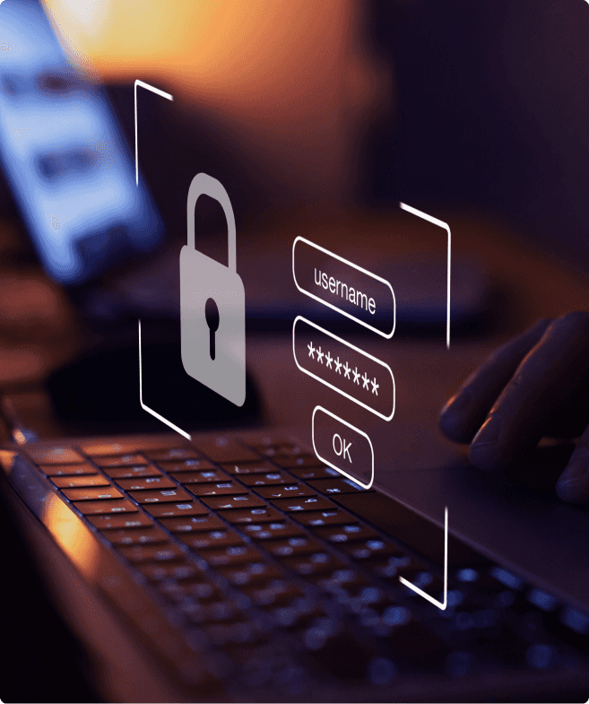 Graphic of typing username and password authentication